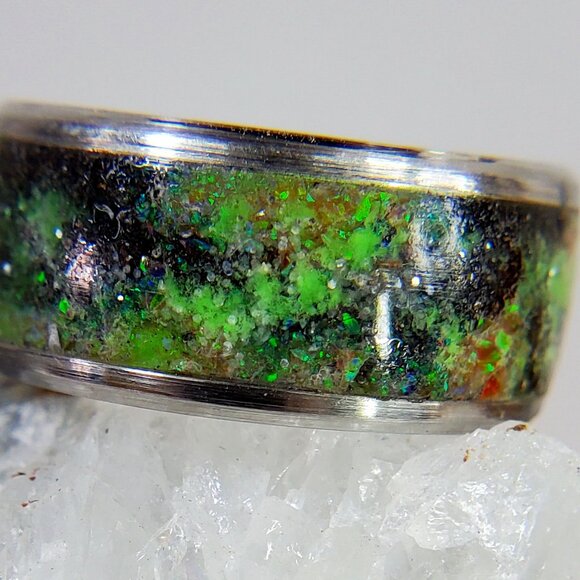 "Green Galaxy" with Campo del Cielo Meteorite Shavings & Green Opal - Picture 1 of 5